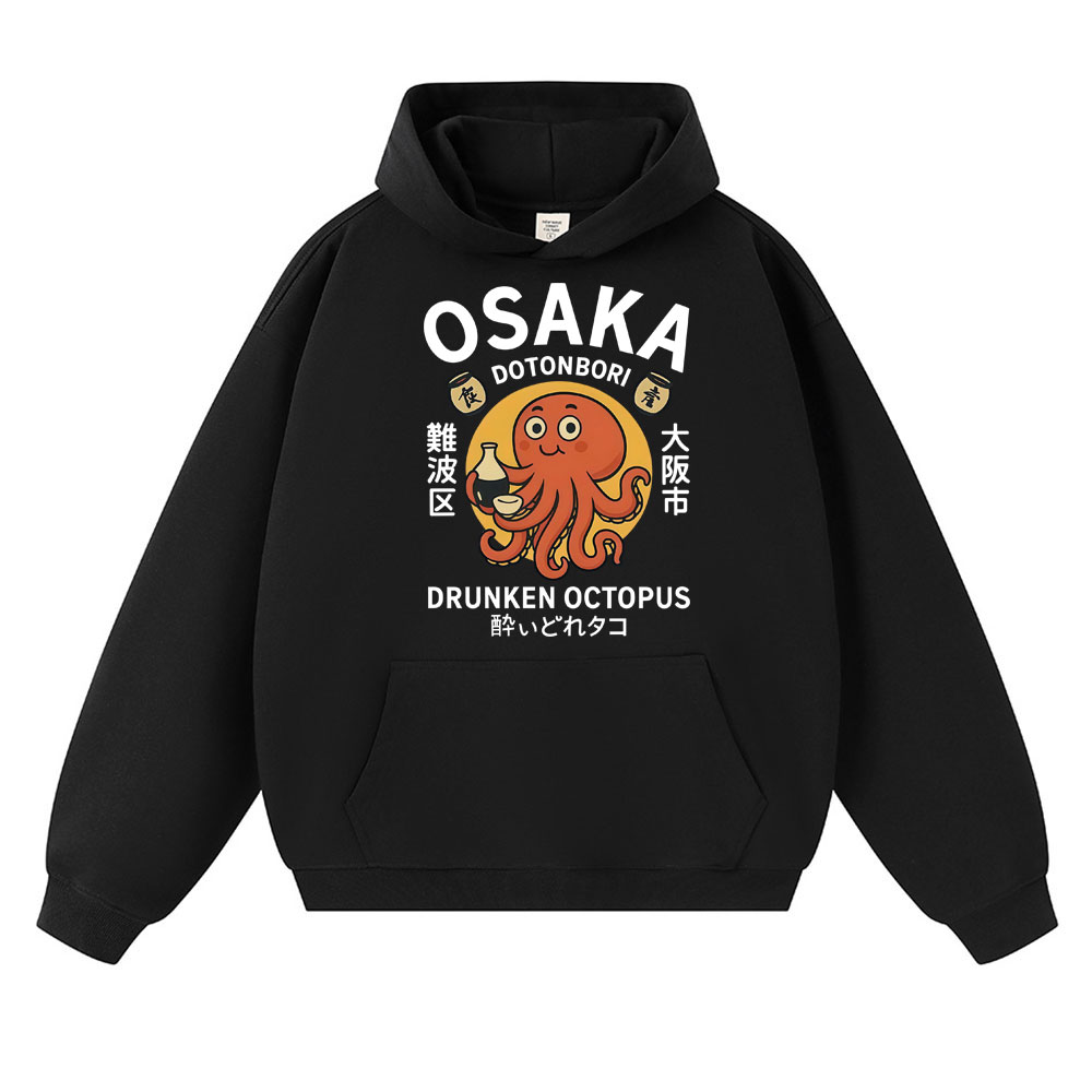 Vintage Fashion Osaka - 일본식 술취한 문어 오사카 그래픽 후드티