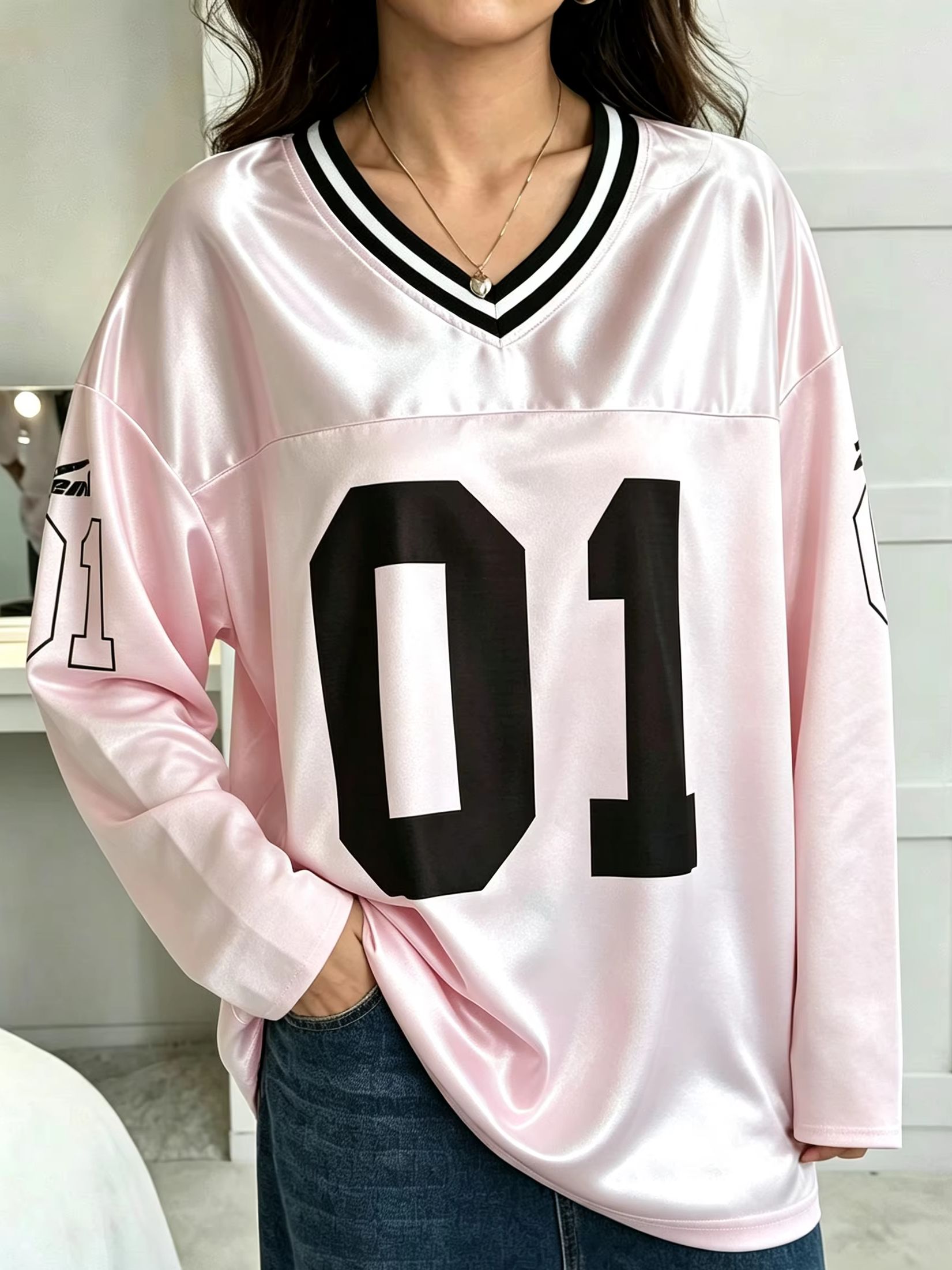 Vintage Fashion Streetwear - 남녀공용 빈티지 긴소매 오버사이즈 01 넘버