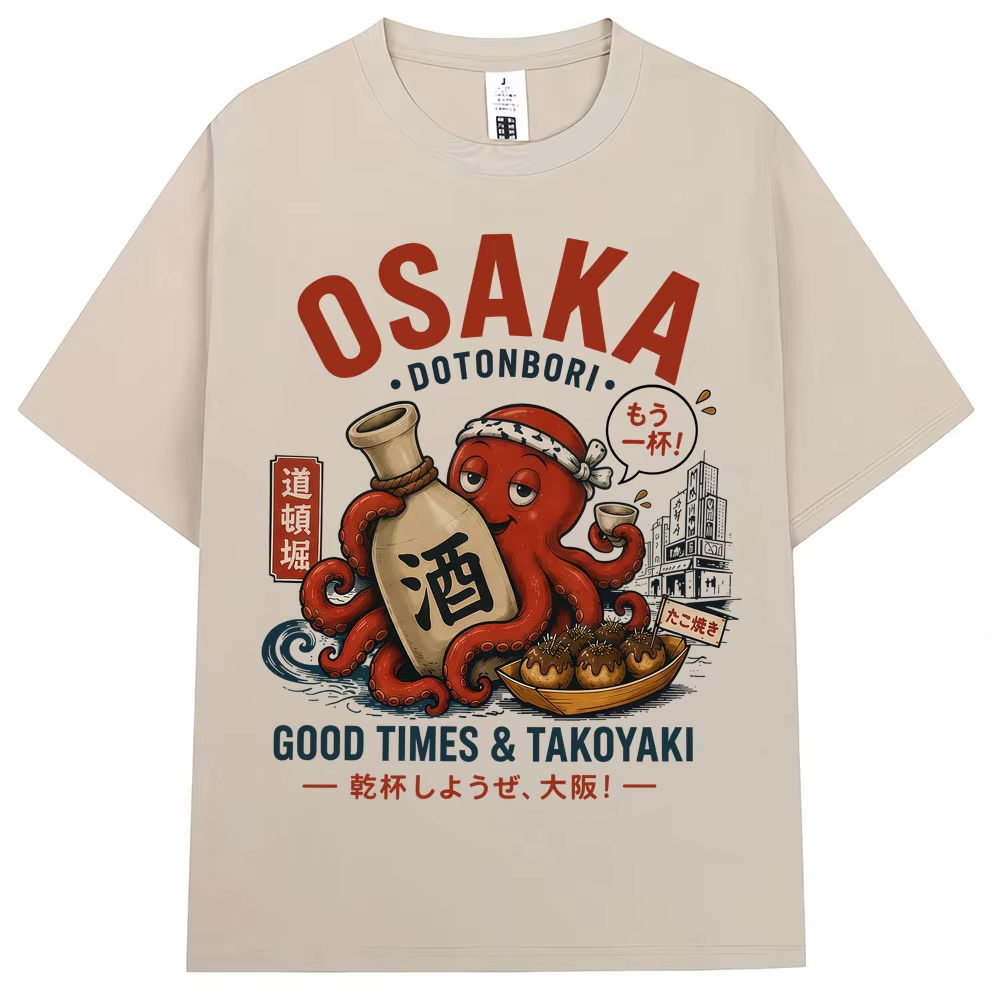 Vintage Fashion Osaka - 일본 스타일의 오사카 도톤보리 그래픽 티셔츠,