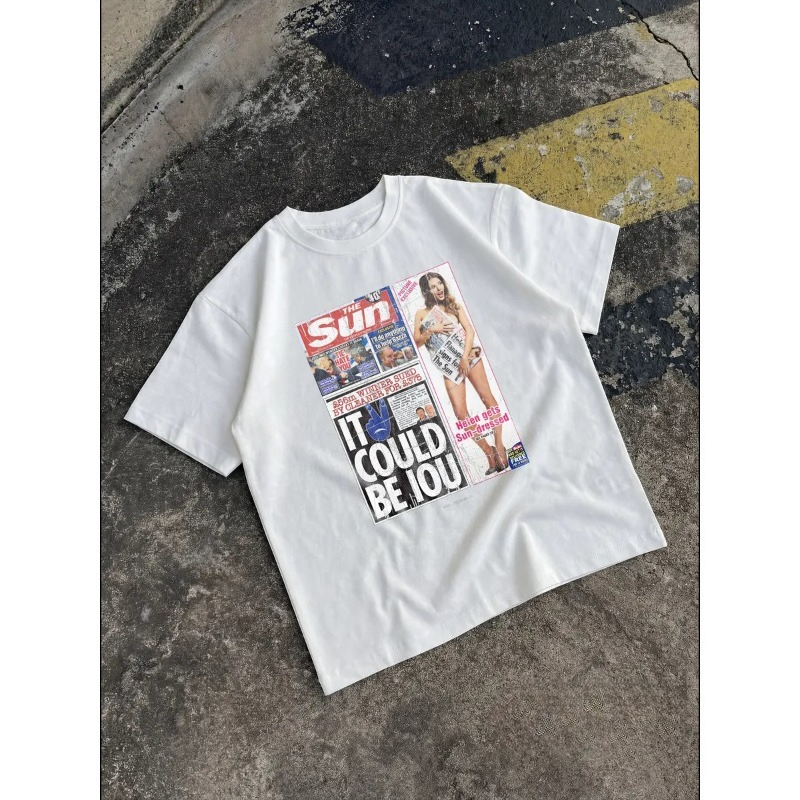 Vintage Fashion Newspaper - 여성 빈티지 신문 티셔츠 매거진 슬로건