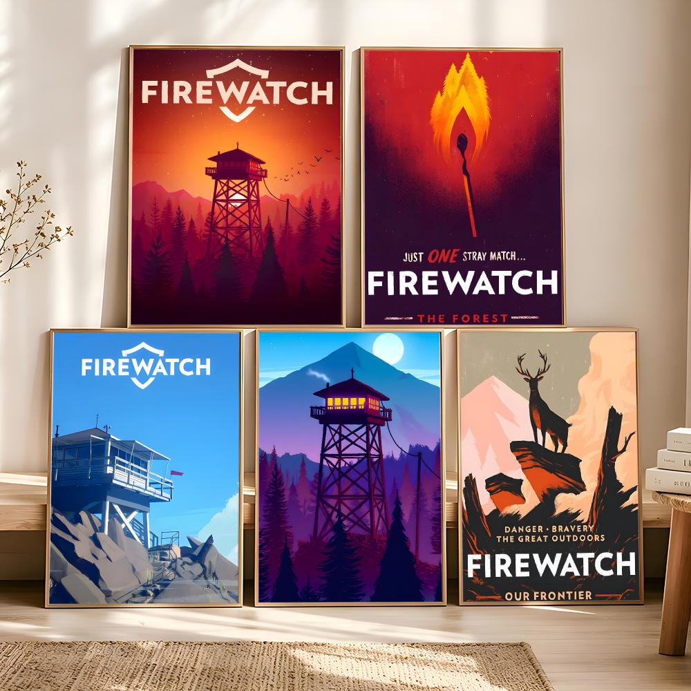 Vintage Vogue Fashion Poster - 비디오 게임 F-Firewatch 그림 캘리그라피 빈티지