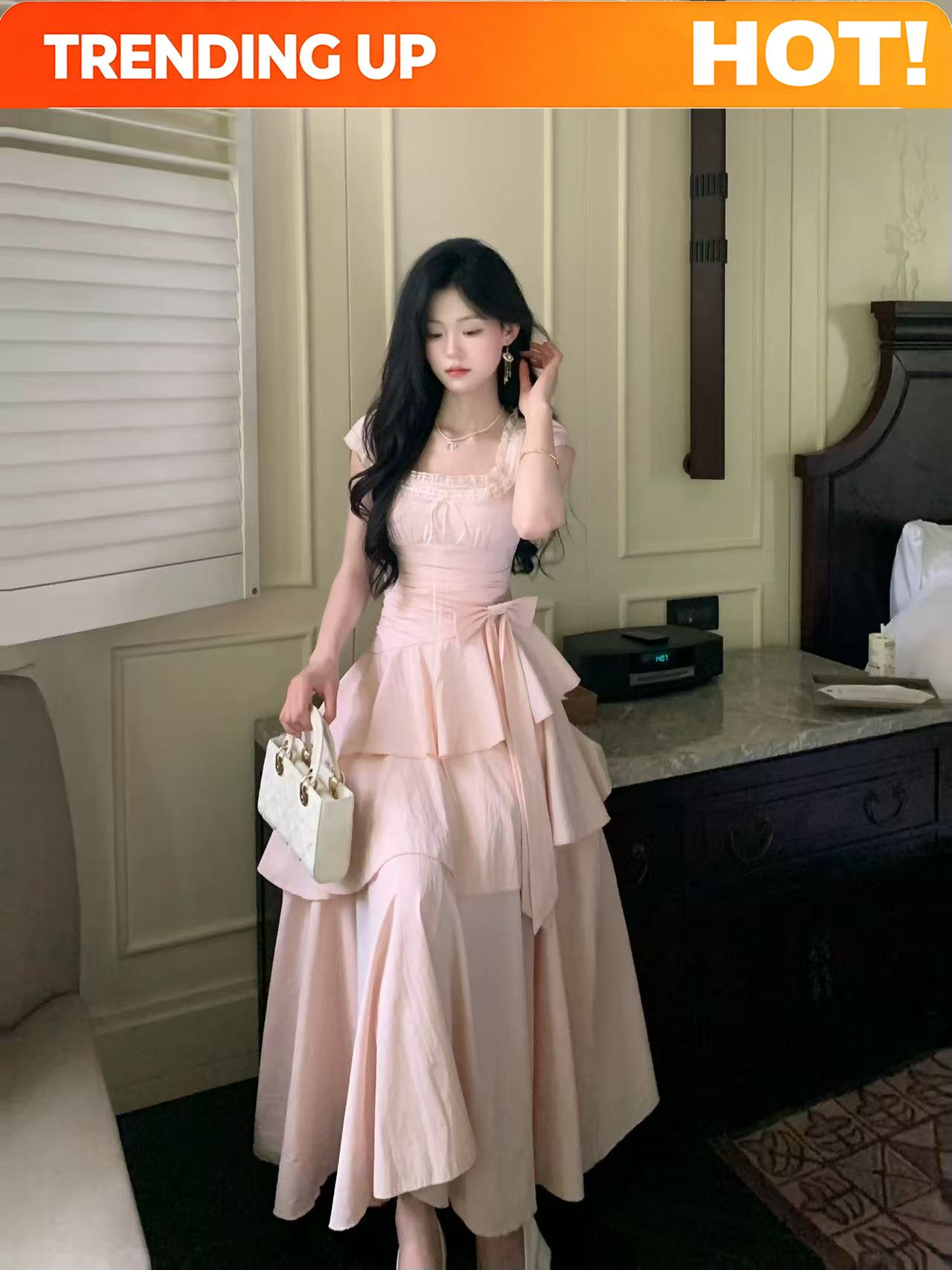 French Vintage Fashion - 프랑스 우아한 빈티지 여름 여성 드레스