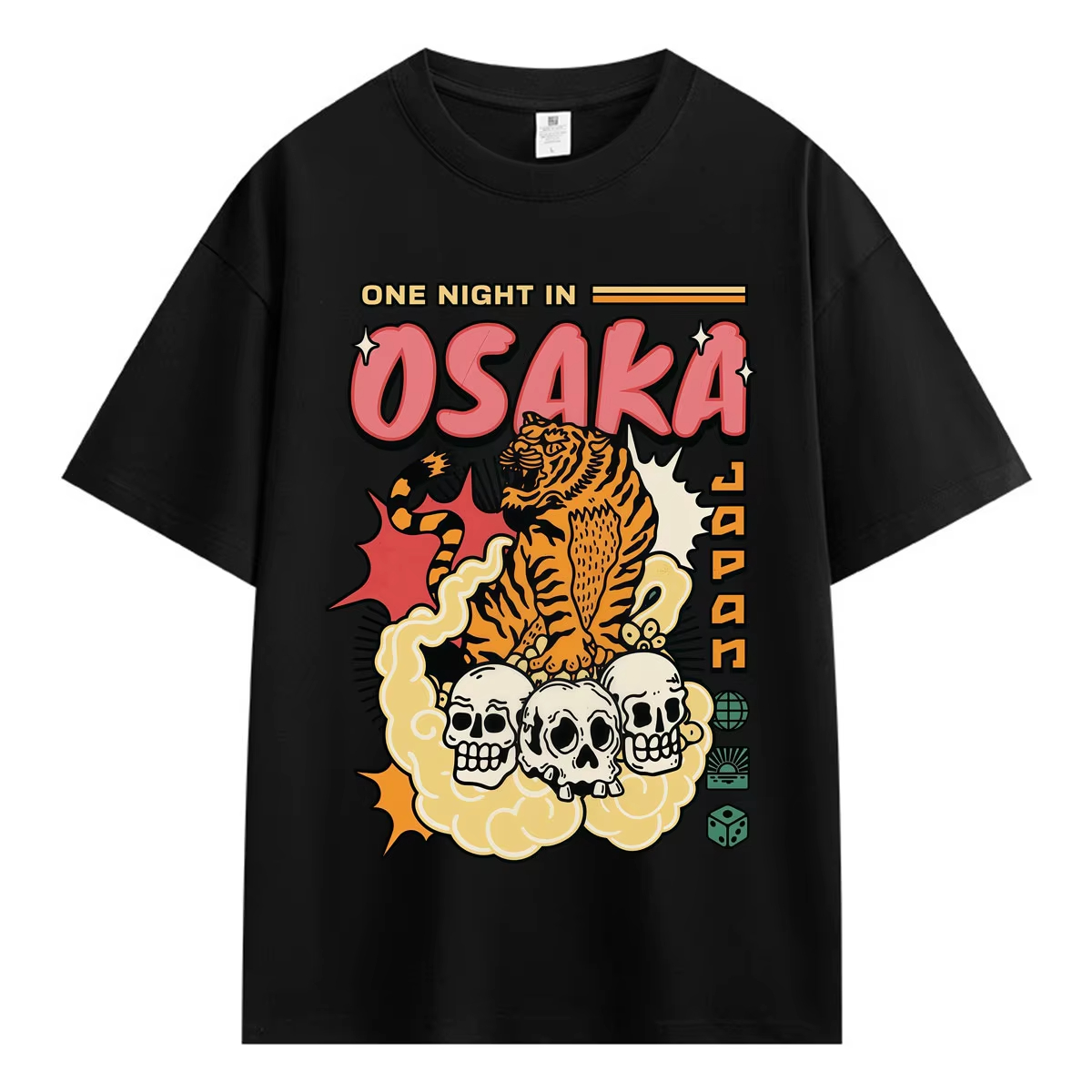 Vintage Fashion Osaka - 일본식 오사카에서의 하룻밤 프린트 티셔츠 남성