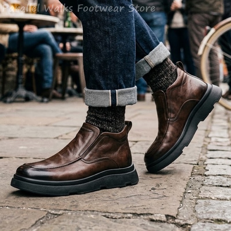 두툼한 밑창의 첼시 부츠, 남성용 빈티지 스타일, 모크 - Vintage Fashion For Men 리뷰 및 가격