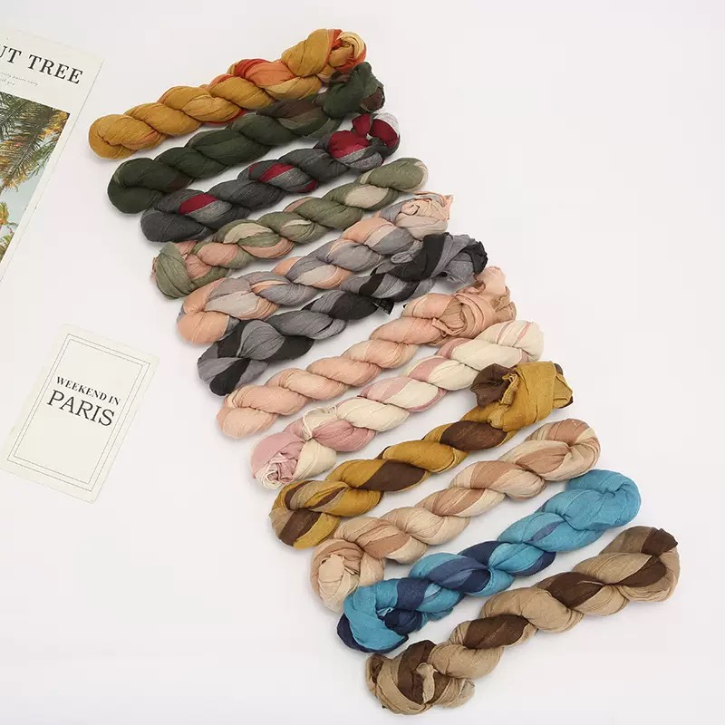 빈티지 타이다이 크링클 스카프 여성 그라데이션 컬러 블 - Vintage Fashion Hijab 리뷰 및 가격