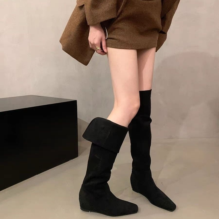 여성용 슬라우치 오버더니 부츠 스웨이드 히든 웨지 빈티 - Vintage Fashion Rome 리뷰 및 가격