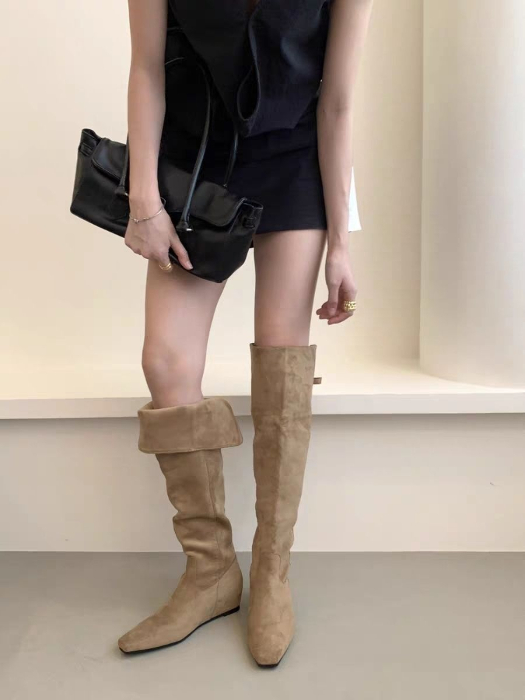 여성용 슬라우치 오버더니 부츠 스웨이드 히든 웨지 빈티 - Vintage Fashion Rome 리뷰 및 가격