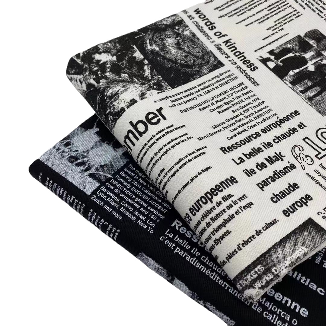 빈티지 레트로 블랙 화이트 신문 낙서 데님 패브릭 셔츠 - Vintage Fashion Newspaper 리뷰 및 가격