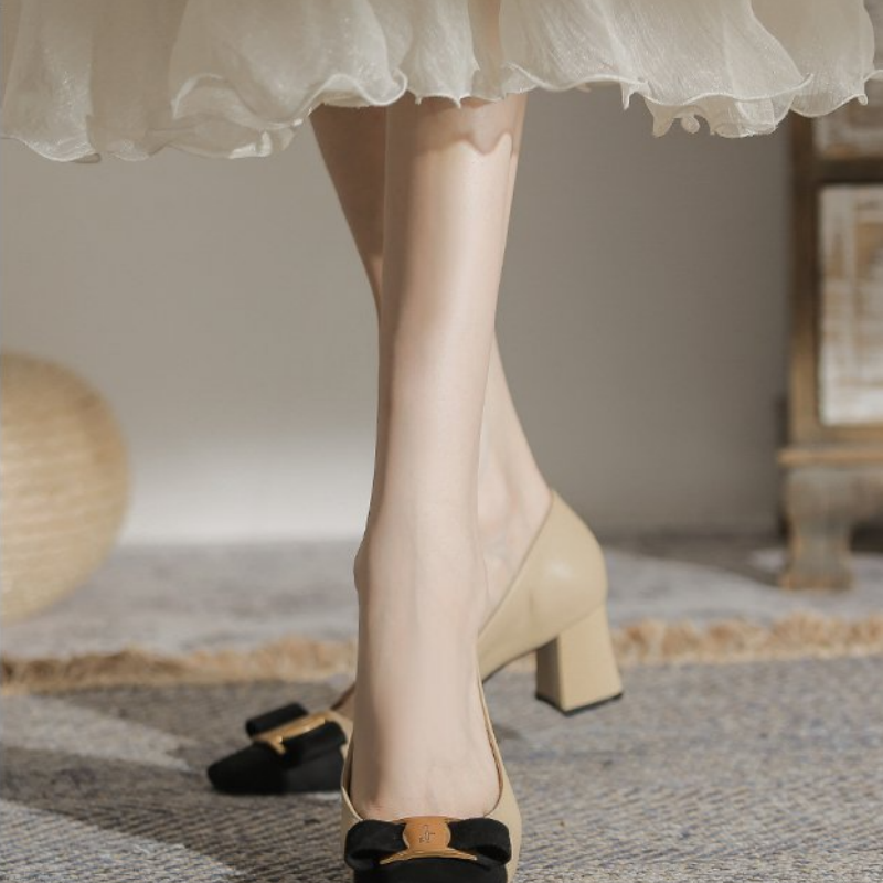 여성용 투톤 블록 힐 펌프스, 사각형 앞코, 슬립온 스 - Vintage Fashion Dress 리뷰 및 가격