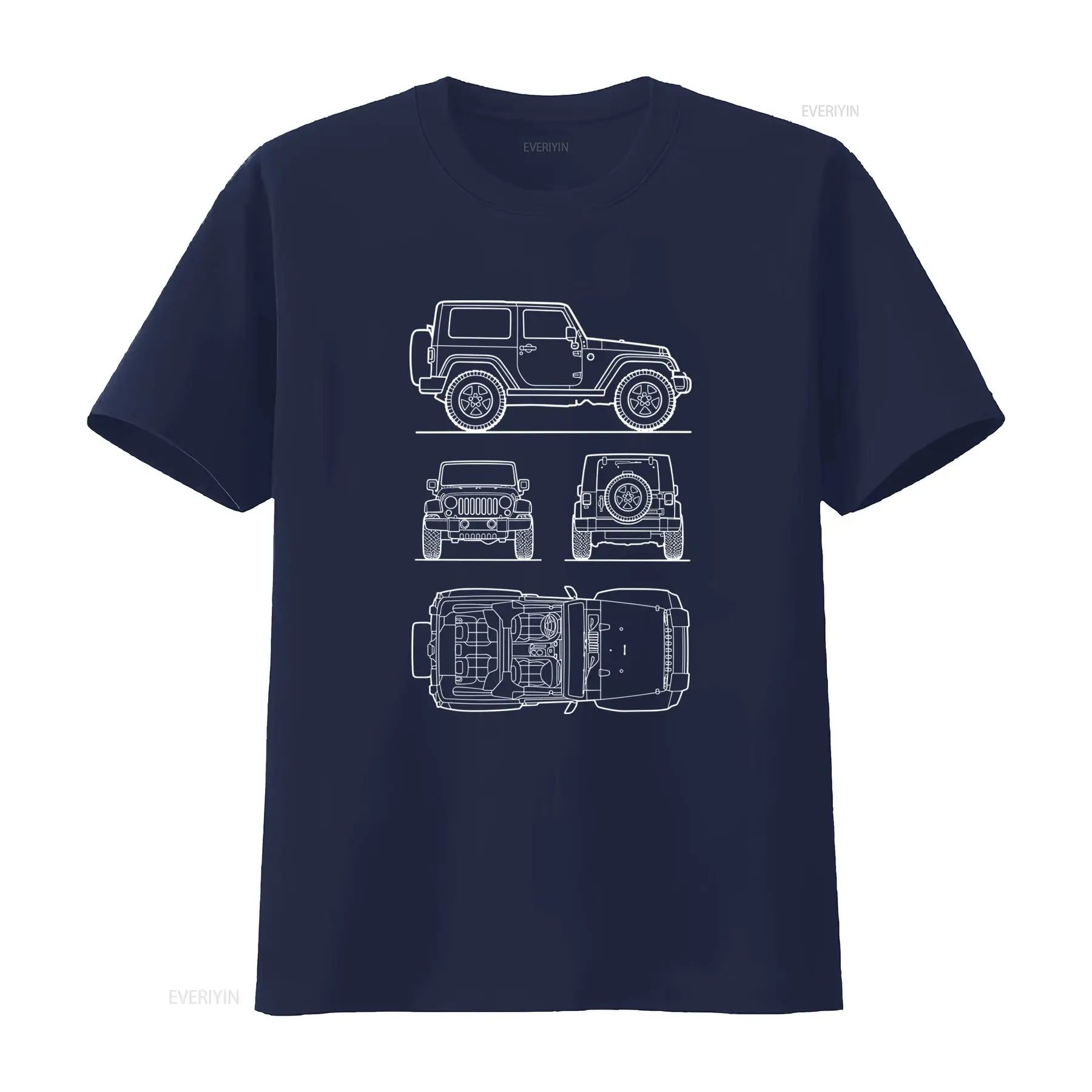 오프로드 SUV 루비콘 남성용 티셔츠 블루프린트 디자인 - Vintage Fashion Drawings 리뷰 및 가격