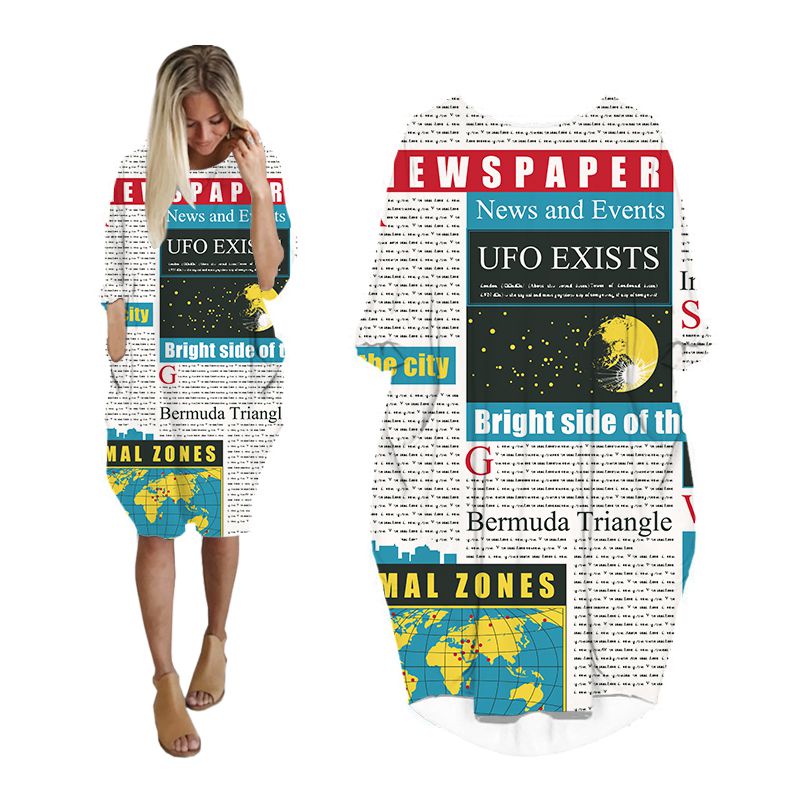 CLOOCL 여성용 신문지 드레스, 3D 프린트 스트리 - Vintage Fashion Newspaper 리뷰 및 가격