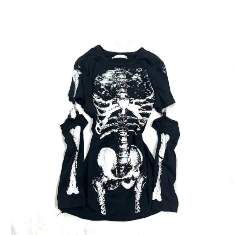 일본 고딕 스타일 해골 그래픽 티셔츠 탈부착 가능한 소 - Vintage Fashion Subculture 리뷰 및 가격