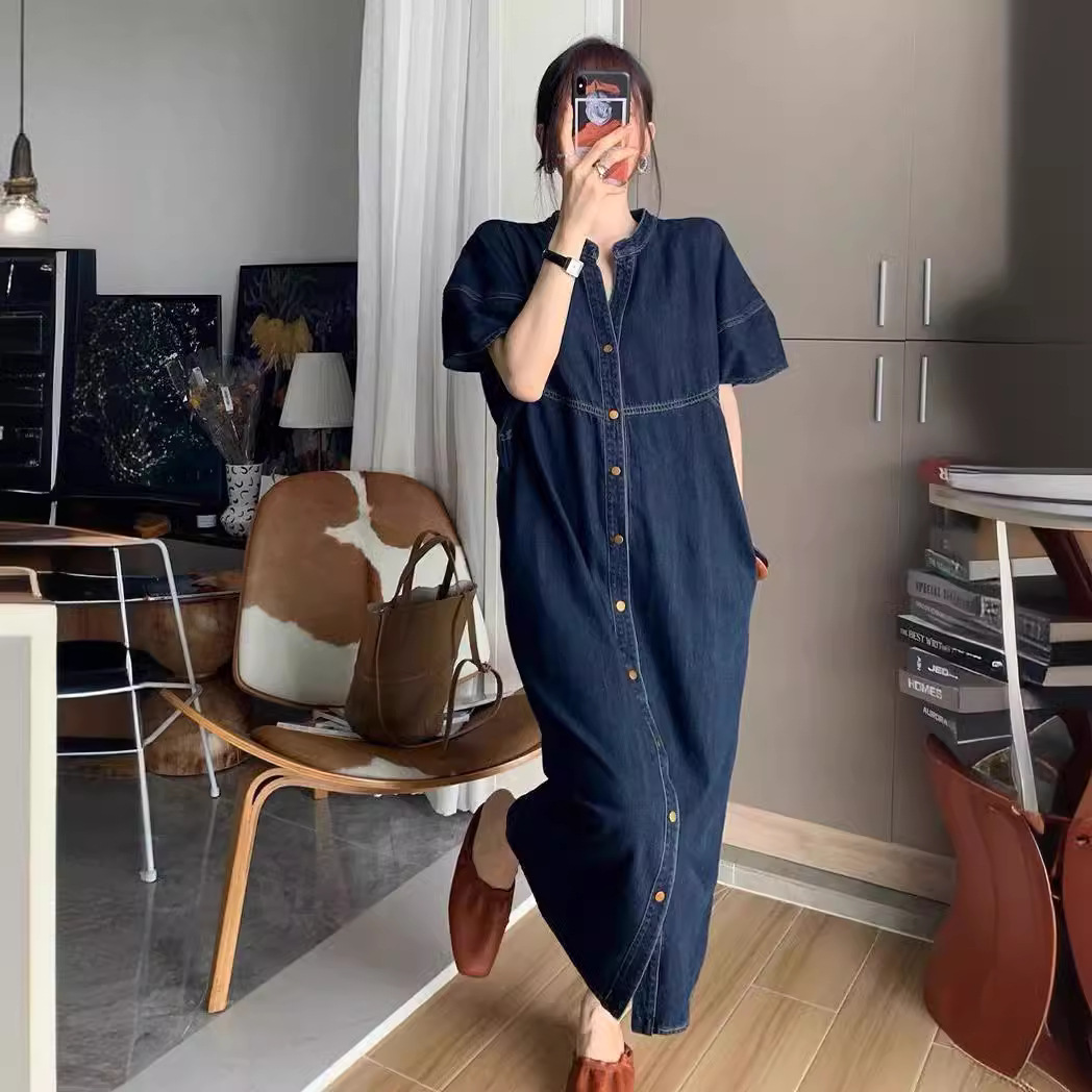 새로운 프랑스 빈티지 루즈핏 데님 롱 드레스, 여성 봄 - French Vintage Fashion 리뷰 및 가격
