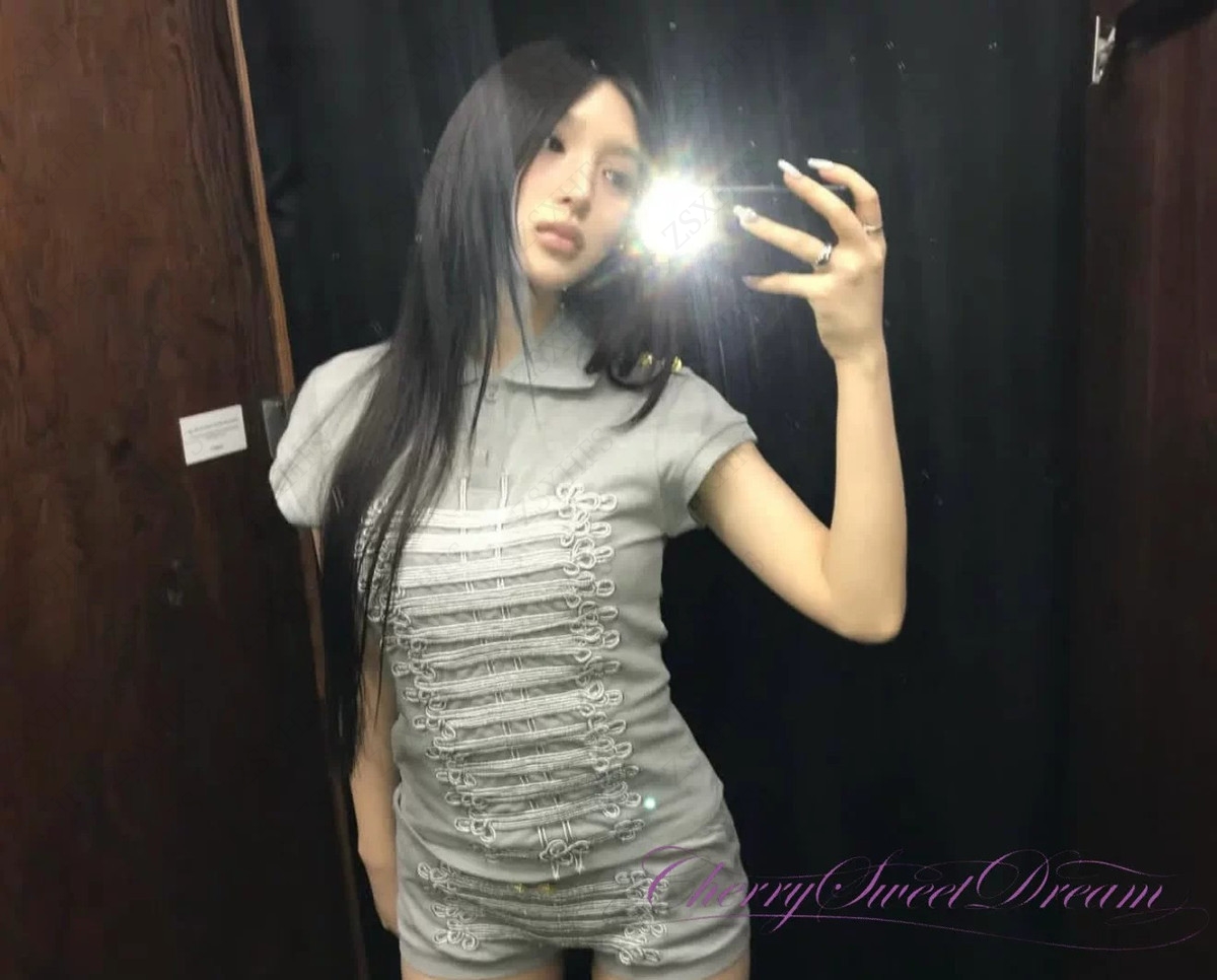 그레이 3D 자수 폴로 셔츠와 여성 반바지 서브컬쳐 여 - Vintage Fashion Subculture 리뷰 및 가격