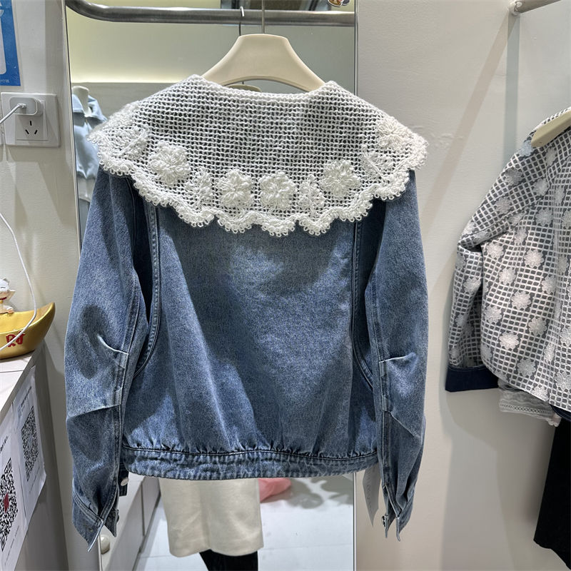 여성 봄 가을 새로운 한국 스타일 데님 자켓 인형 칼라 - Vintage Fashion Doll 리뷰 및 가격