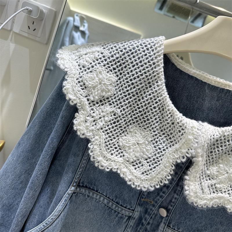 여성 봄 가을 새로운 한국 스타일 데님 자켓 인형 칼라 - Vintage Fashion Doll 리뷰 및 가격