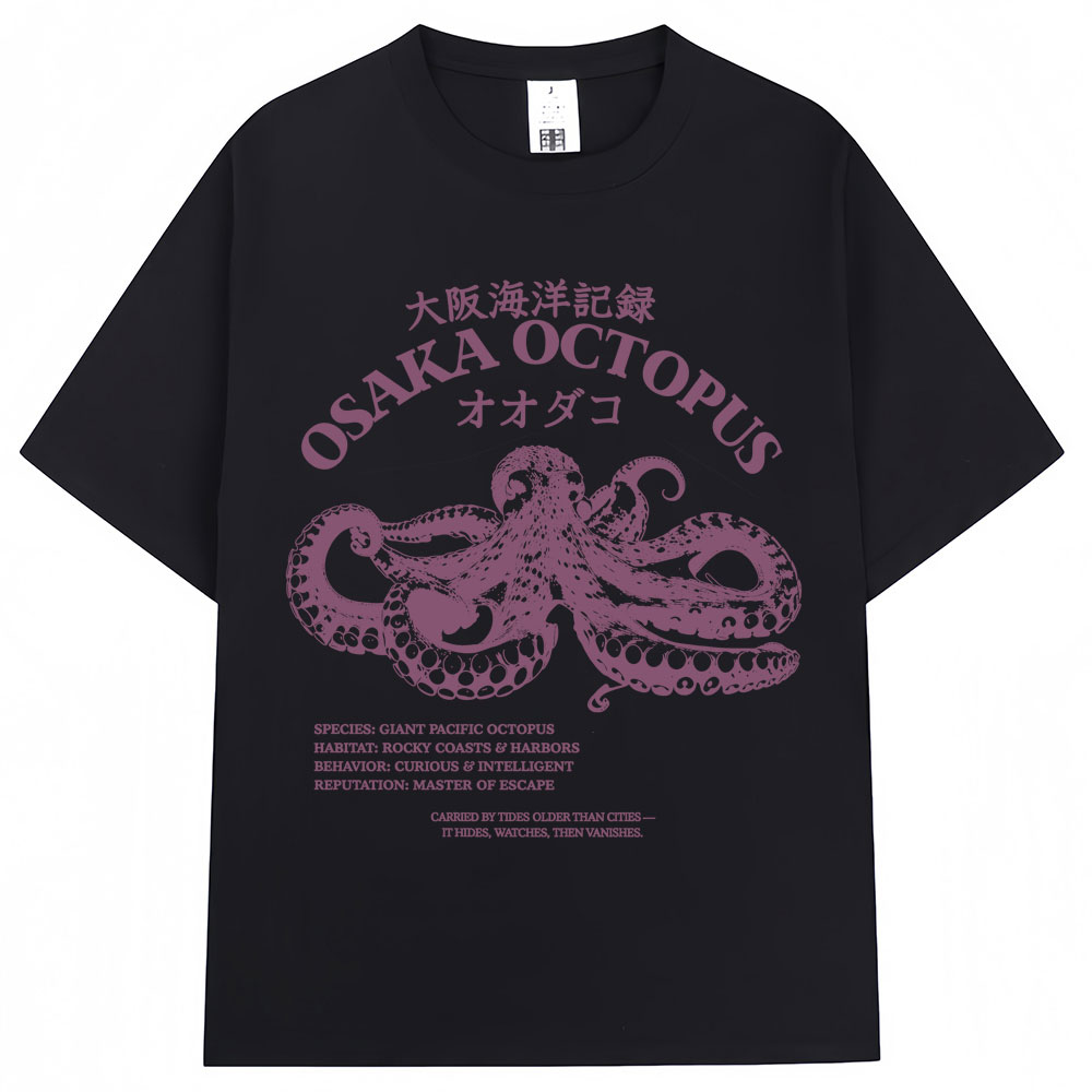 일본식 오사카 문어 티셔츠 남성 여성 패션 빈티지 해양 - Vintage Fashion Osaka 리뷰 및 가격