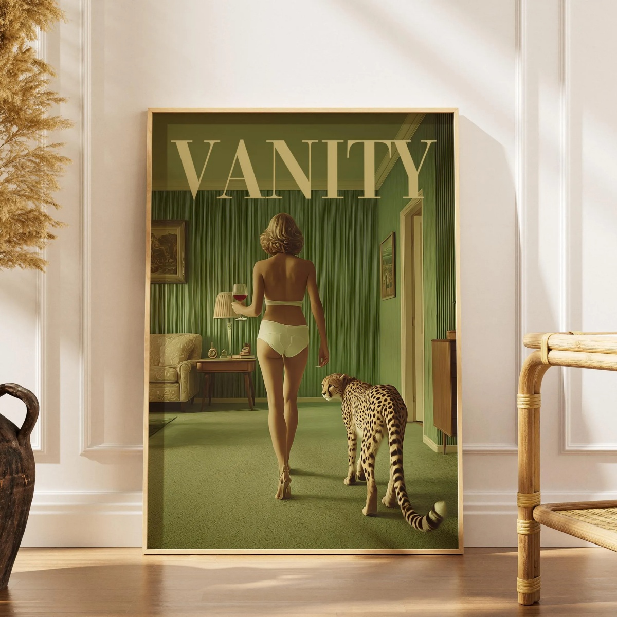 치타를 안고 있는 빈티지 여성 캔버스 프린트 포스터 패 - Vintage Vogue Fashion Poster 리뷰 및 가격