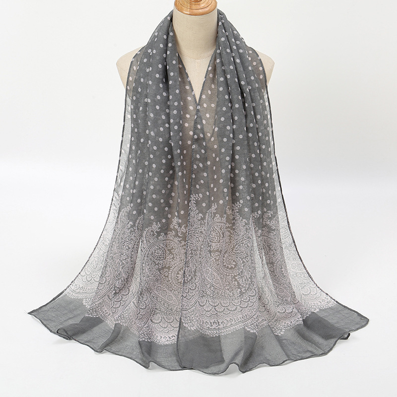 빈티지 그라데이션 폴크 도트 코튼 스카프 숄, 레이디  - Vintage Fashion Hijab 리뷰 및 가격