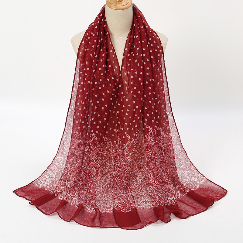 빈티지 그라데이션 폴크 도트 코튼 스카프 숄, 레이디  - Vintage Fashion Hijab 리뷰 및 가격