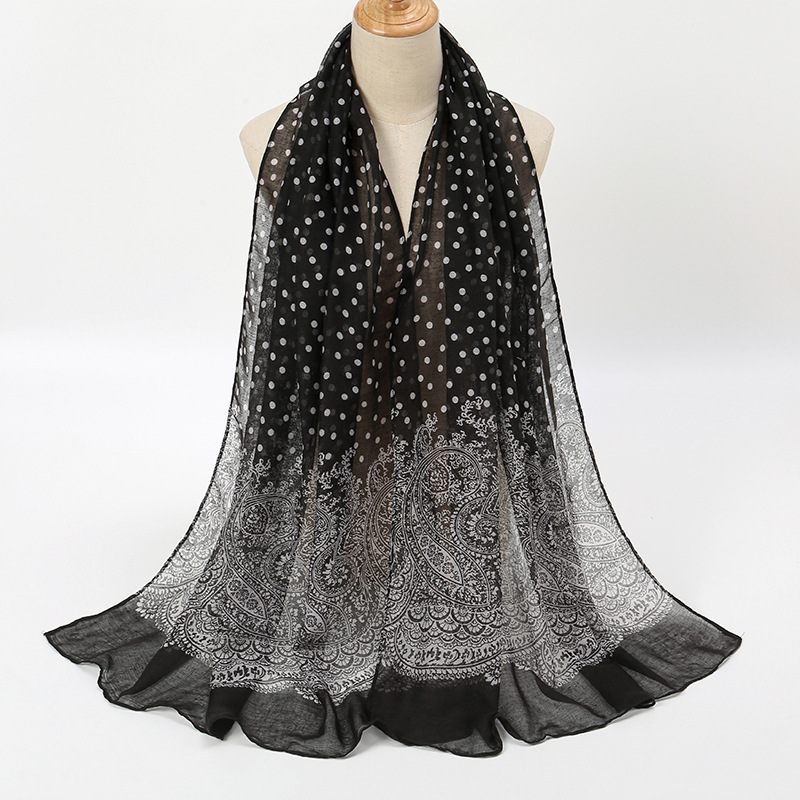 빈티지 그라데이션 폴크 도트 코튼 스카프 숄, 레이디  - Vintage Fashion Hijab 리뷰 및 가격