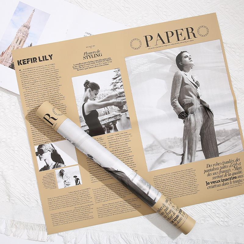 프린트된 꽃다발 포장지, 빈티지 스타일의 영어 신문 디 - Vintage Fashion Newspaper 리뷰 및 가격