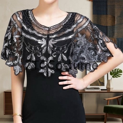 빈티지 1920년대 플래퍼 드레스와 스팽글 숄 메쉬 가 - Vintage Fashion Dress 리뷰 및 가격