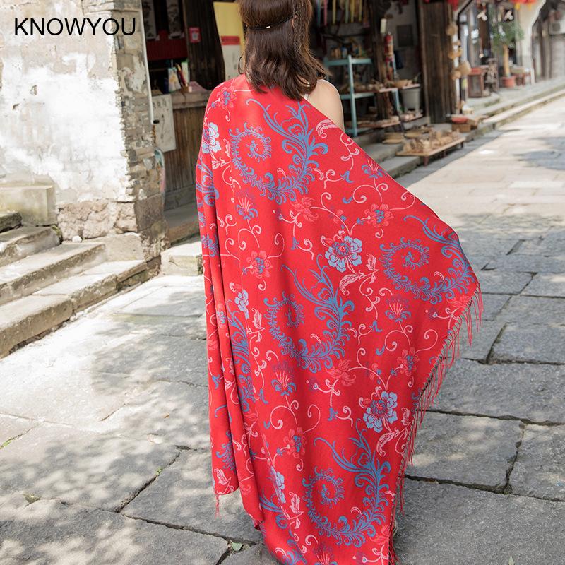 큰 크기 스퀘어 스카프 모조 캐시미어 꽃 Hijab 목 - Vintage Fashion Hijab 리뷰 및 가격