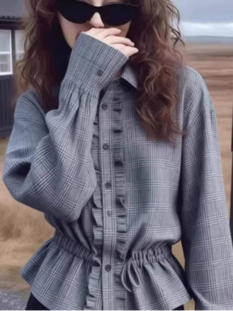 패션 디자인 셔츠 긴소매 러플 패치워크 드로스트링 플레 - Vintage Fashion Drawings 리뷰 및 가격