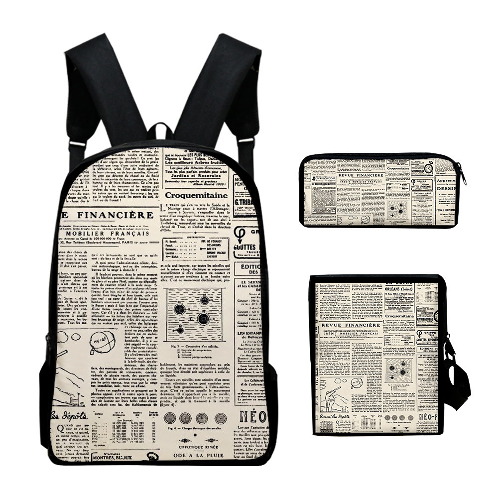 클래식 참신한 빈티지 신문 3D 프린트 3개/세트 학생 - Vintage Fashion Newspaper 리뷰 및 가격