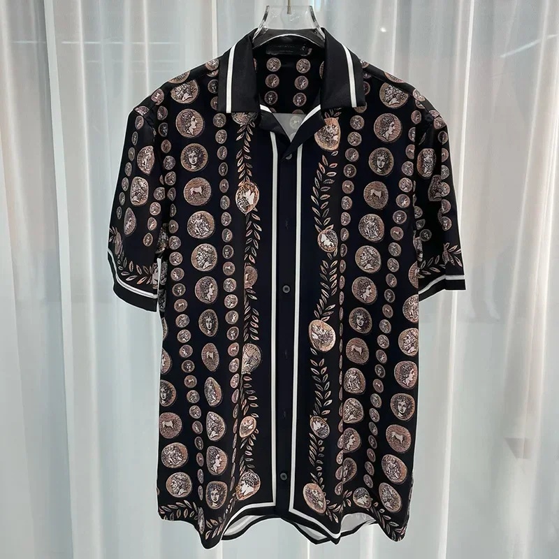 로얄 럭셔리 남성 셔츠 세트 빈티지 패턴 캐릭터 프린트 - Vintage Fashion For Men 리뷰 및 가격